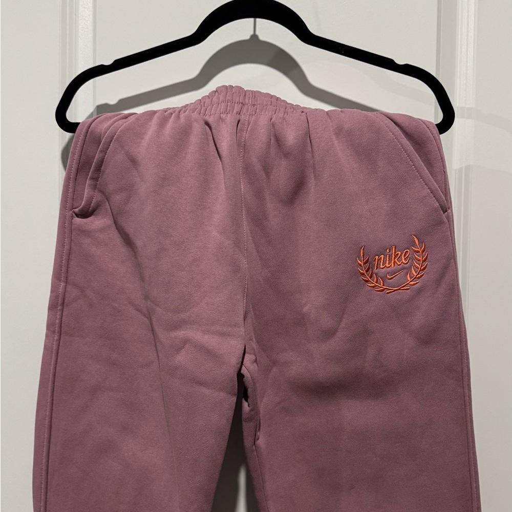 Nike Kids Mauve Joggers with Orange Logo